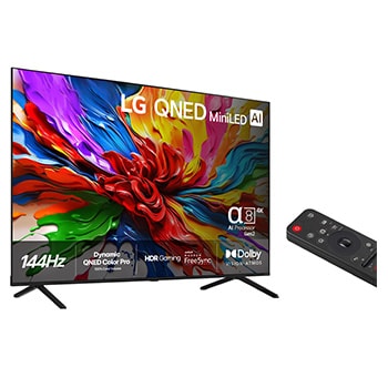 Visning bagfra af LG QNED evo QNED92 TV.
