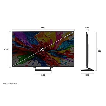 Maling sprøjter op fra gulvet i diverse farver. Intertrek-certificering, som viser uafhængig test anbragt under billedet. Titlen beskriver LG’s nye og unikke brede farveskala-teknologi, der giver dig mulighed for at se levende farver på din skærm.