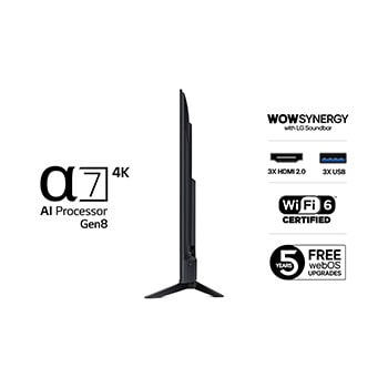 65” LG UHD AI UA73 4k Smart TV 2025 side front