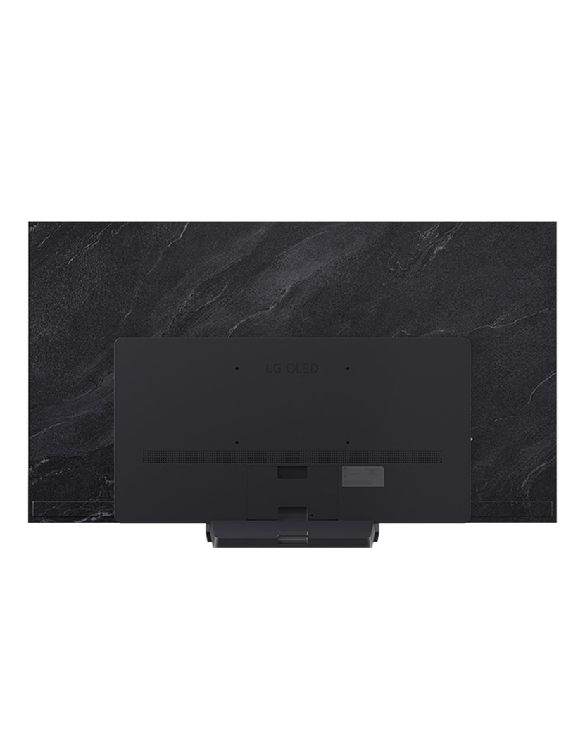 Visning bagfra af LG OLED evo AI C5 4K Smart TV.