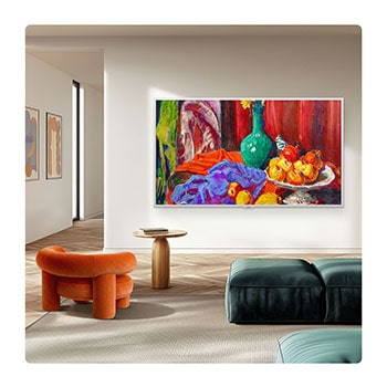 LG Gallery+: Gør dit TV til et kunstværk. LG Gallery Design skaber en elegant pasform på din væg, som et indrammet lærred. Nyd samlinger af smukke kunstværker, der forskønner æstetikken i dit hjem, når du ikke ser dine yndlingsfilm eller serier. Gør Gallery TV'et til dit eget med en ramme, der passer til din indretning.