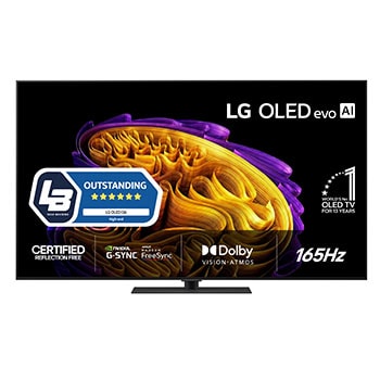 Visning forfra af LG 55" OLED evo Gallery G6 med stativ 4K AI TV - 2026 OLED55G66LS