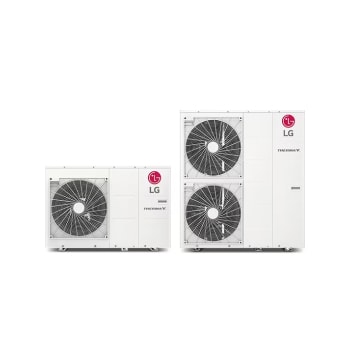 Der vises udendørsenheder af LG Therma V Monobloc.