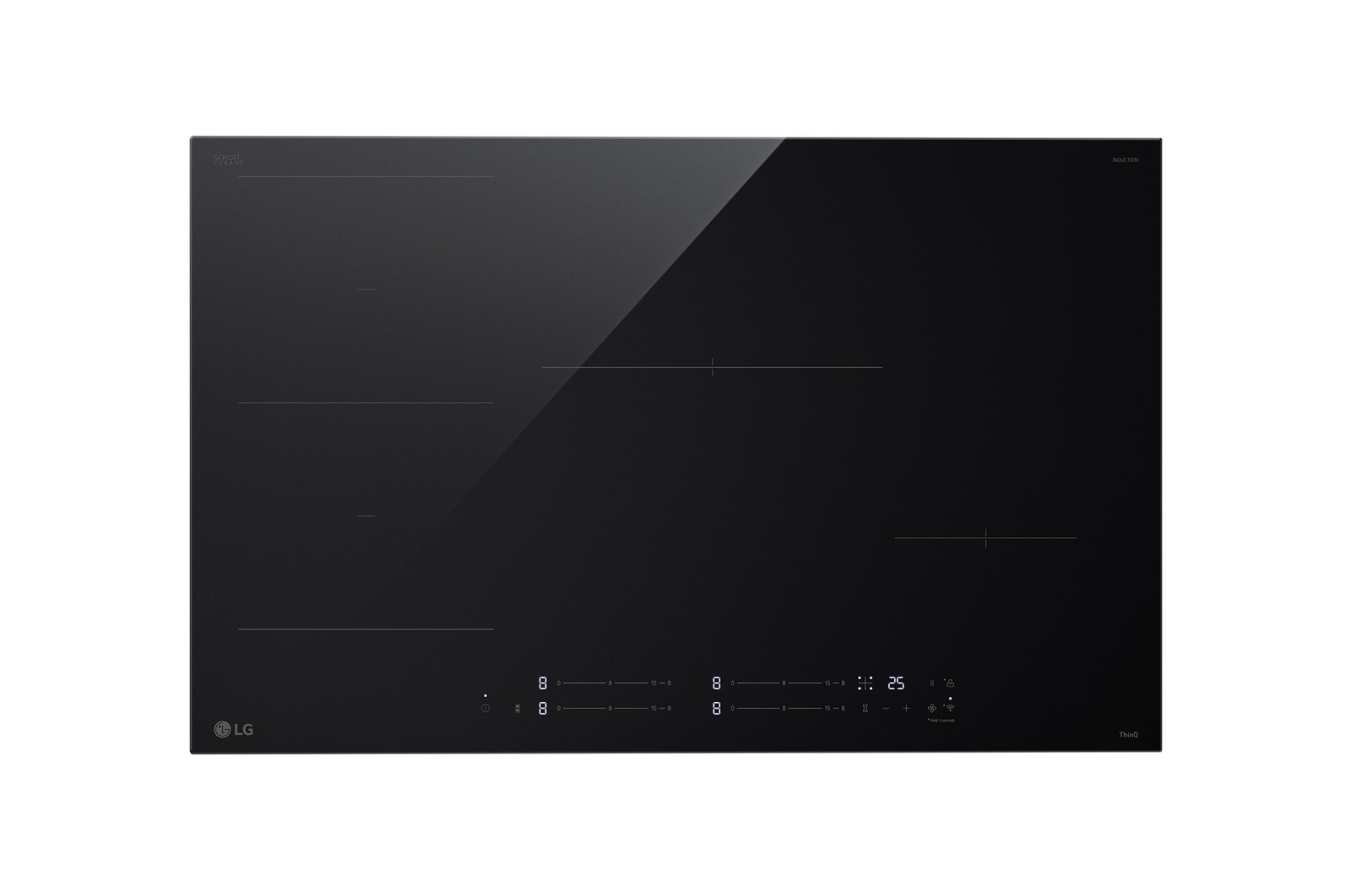 Visning forfra af Induktionskogeplade 80 cm med 1 Flex-zone og 2 zoner samt Boost-funktion CBIZ3035B