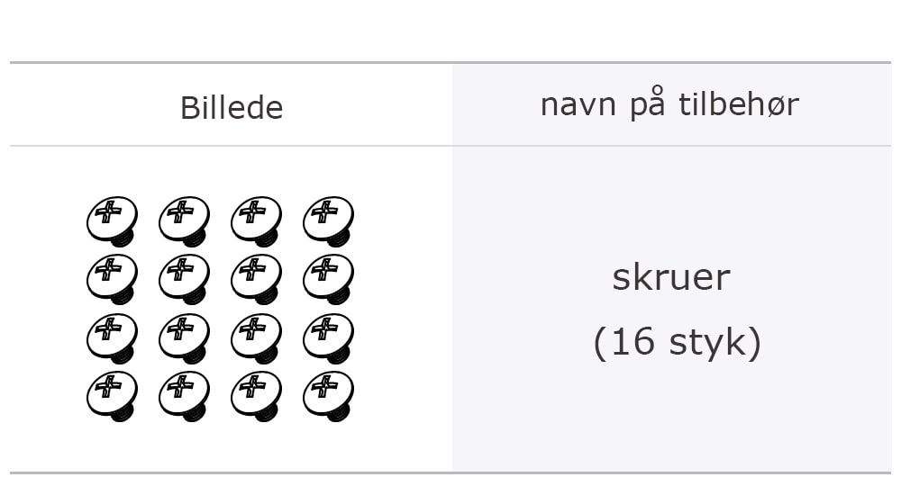 Ovntilbehøret fastgøringsbeslag.