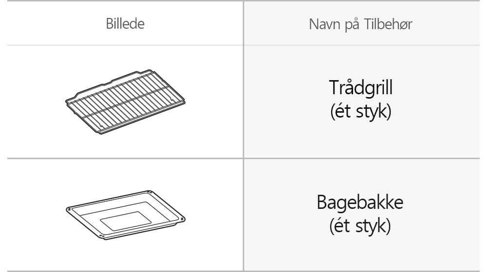 Dette er billedet af ovntilbehøret trådgrill og bagebakke.
