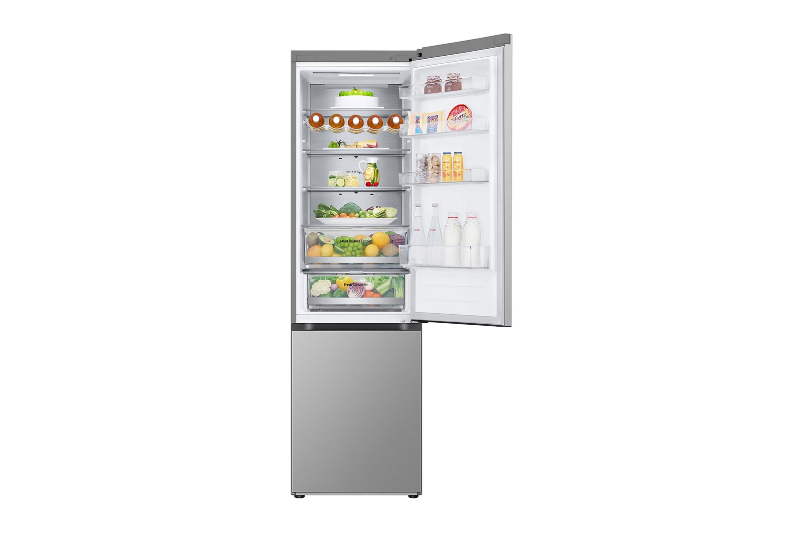 LG 2.03M 387L Kølefryseskab(Prime Silver) - Energiklasse D, Door Cooling+™ og Smart Diagnosis™ med Wi-Fi, GBV5250DPY