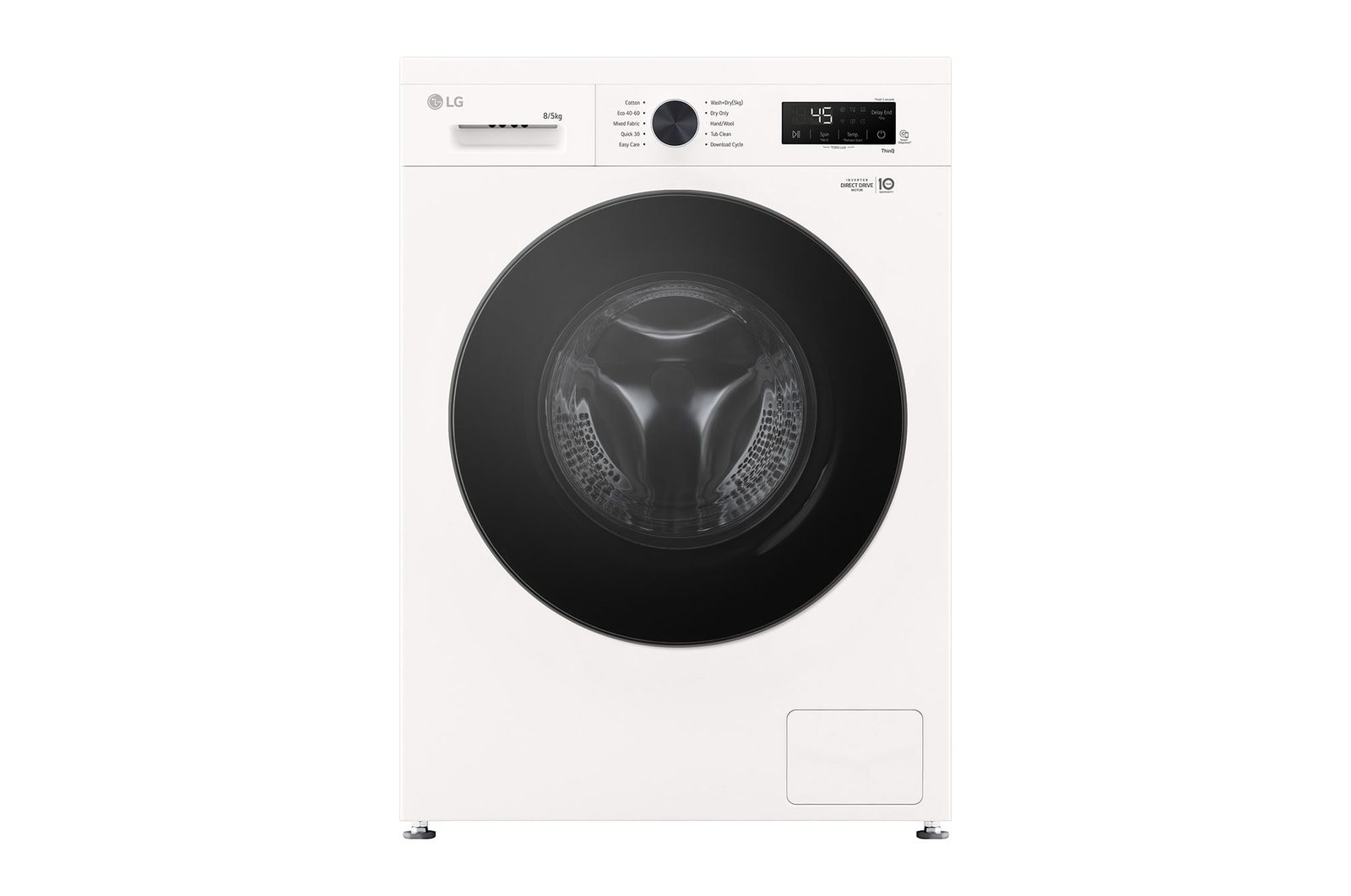 LG 8 kg / 5 kg Kombineret vaskemaskine/tørretumbler(Essence White) - Steam, Energiklasse A/E, 6 Motion DD™, Smart Diagnosis™ med Wi-Fi, W4X1085NWB