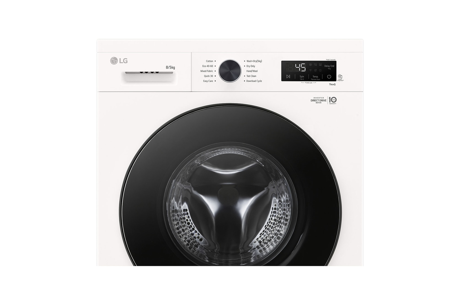 LG 8 kg / 5 kg Kombineret vaskemaskine/tørretumbler(Essence White) - Steam, Energiklasse A/E, 6 Motion DD™, Smart Diagnosis™ med Wi-Fi, W4X1085NWB