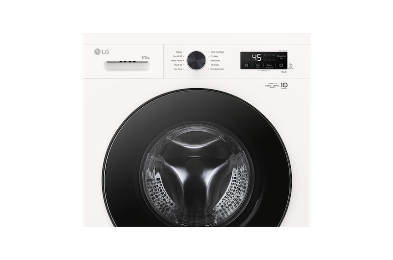 LG 8 kg / 5 kg Kombineret vaskemaskine/tørretumbler(Essence White) - Steam, Energiklasse A/E, 6 Motion DD™, Smart Diagnosis™ med Wi-Fi, W4X1085NWB