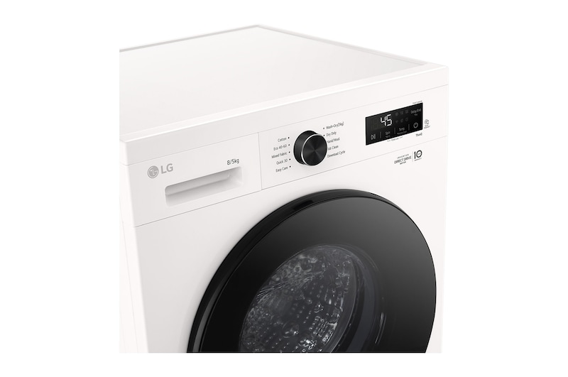 LG 8 kg / 5 kg Kombineret vaskemaskine/tørretumbler(Essence White) - Steam, Energiklasse A/E, 6 Motion DD™, Smart Diagnosis™ med Wi-Fi, W4X1085NWB