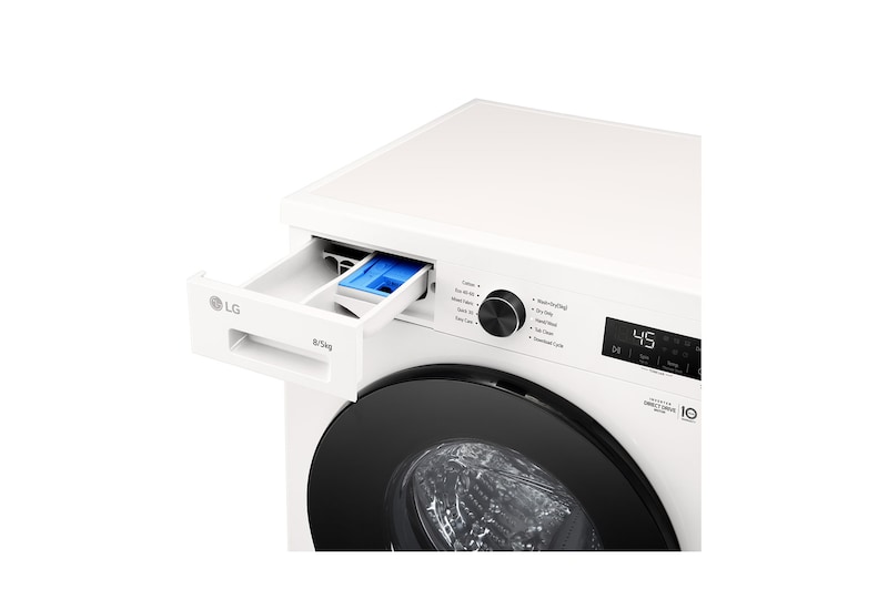LG 8 kg / 5 kg Kombineret vaskemaskine/tørretumbler(Essence White) - Steam, Energiklasse A/E, 6 Motion DD™, Smart Diagnosis™ med Wi-Fi, W4X1085NWB