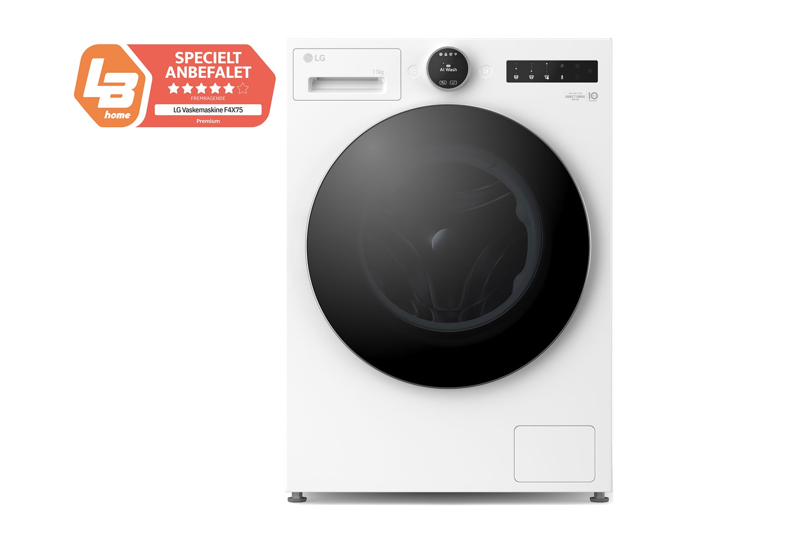 Visning forfra af 11 kg Vaskemaskin(Hvid) - Energiklasse A, LCD-panel, Auto Dose, TurboWash360™, AI DD™, Smart Diagnosis™ med Wi-Fi, F4X7511TWS