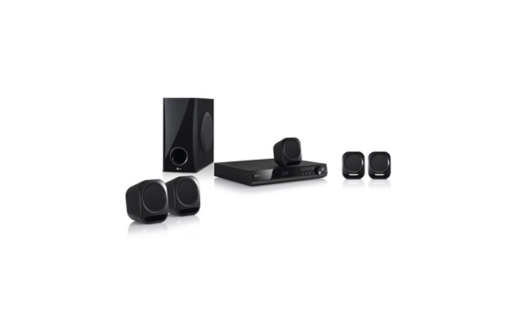Visning forfra af Blu-ray 5.1 hjemmebiosystem med USB BH4120SN