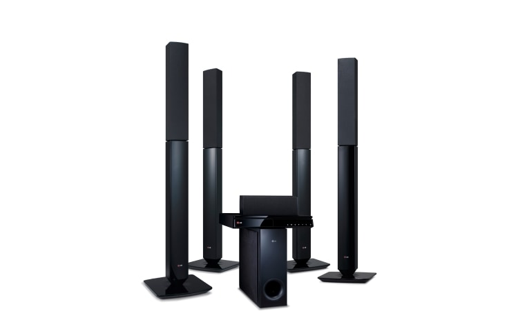 LG  3D hjemmebiosystem med 5.1-kanal. SMART Blu-ray med DLNA. Tall-boy bag- og forsidehøjttalere. 5-sekunders opstart., BH6530TN