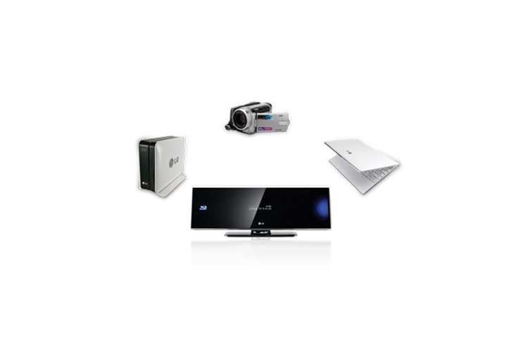 LG 2.1 3D-hjemmebiosystem med ultra tynde højttalere, som kan vægmonteres., HX995DF