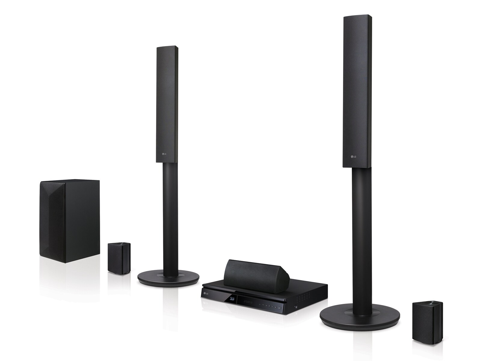 Visning forfra af 3D hjemmebiografsystem med Blu-ray™ og dvd LHB645