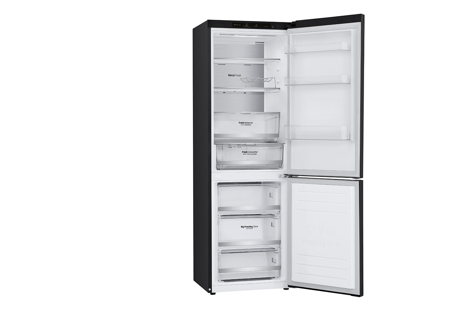 LG 1.86M 341L Kølefryseskab(Matte Black) - Energiklasse C, DoorCooling™ og Smart Diagnosis™, ELB81MCVCP