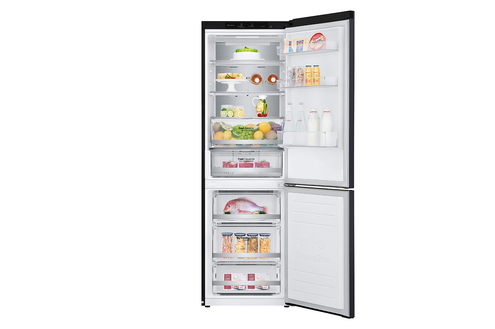 LG 1.86M 341L Kølefryseskab(Matte Black) - Energiklasse C, DoorCooling™ og Smart Diagnosis™, ELB81MCVCP