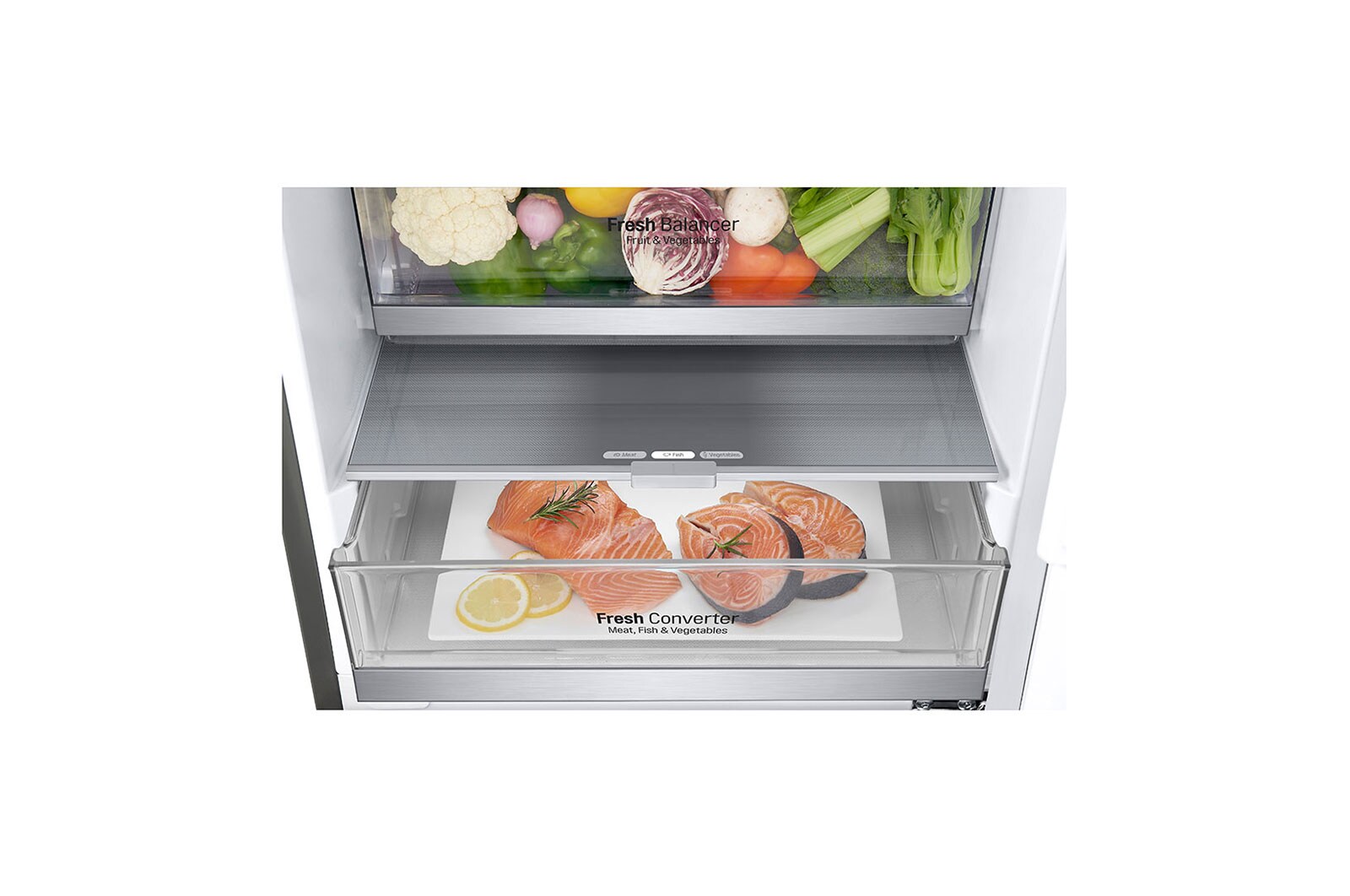 LG 1.86M 341L Kølefryseskab(Shiny Steel) - Energiklasse C, DoorCooling™ og Smart Diagnosis™, ELB81PZVCP