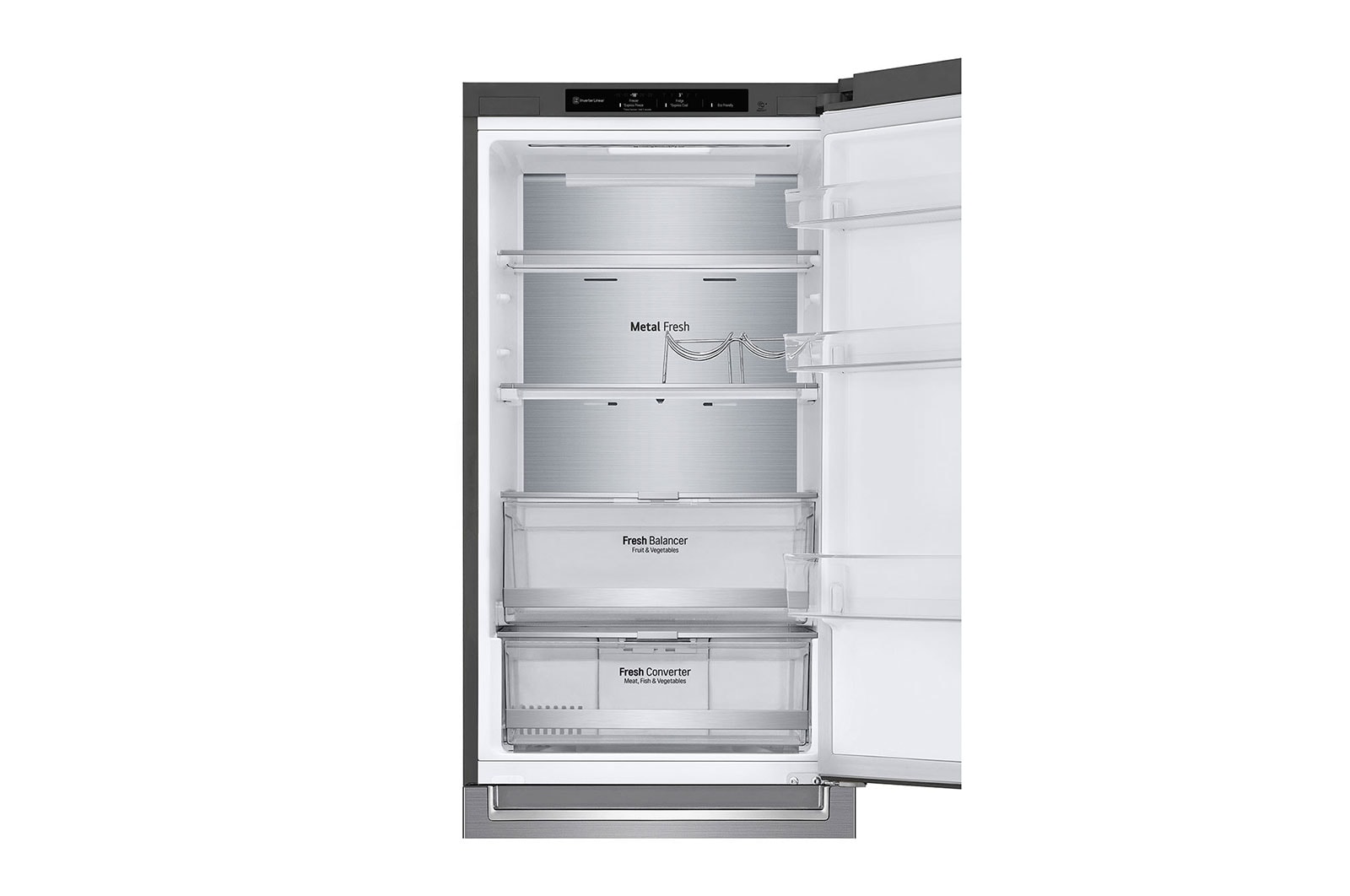 LG 1.86M 341L Kølefryseskab(Shiny Steel) - Energiklasse C, DoorCooling™ og Smart Diagnosis™, ELB81PZVCP