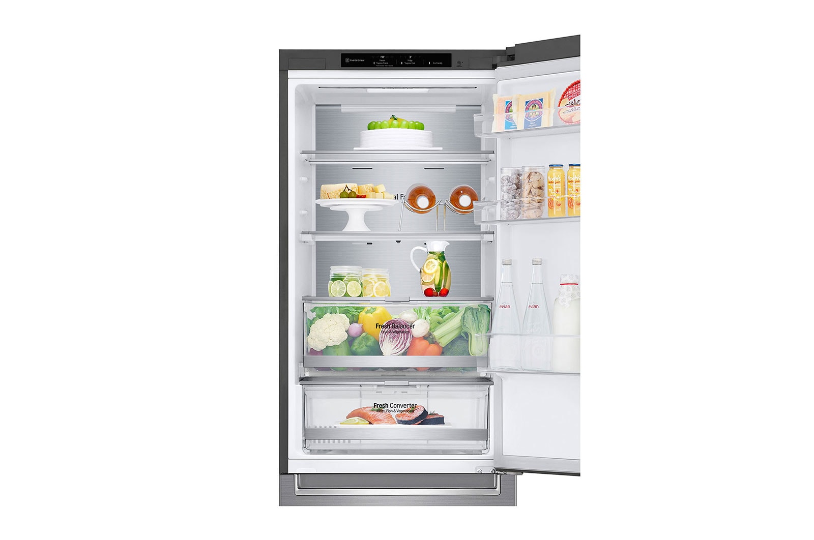 LG 1.86M 341L Kølefryseskab(Shiny Steel) - Energiklasse C, DoorCooling™ og Smart Diagnosis™, ELB81PZVCP