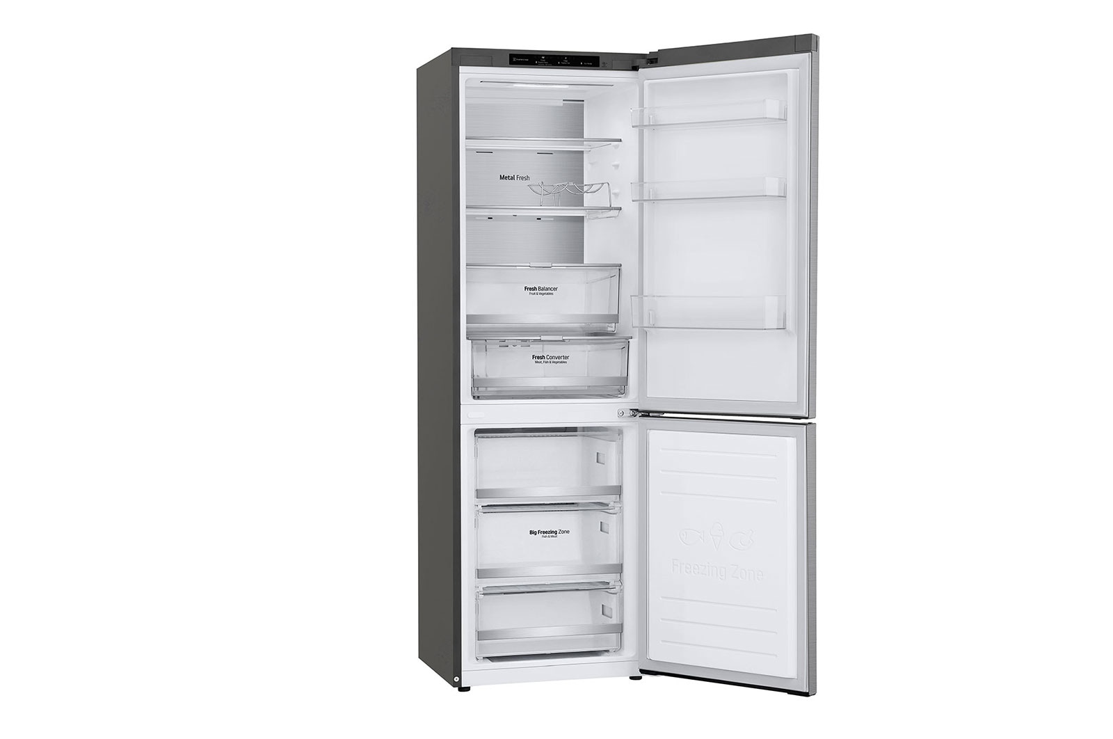 LG 1.86M 341L Kølefryseskab(Shiny Steel) - Energiklasse C, DoorCooling™ og Smart Diagnosis™, ELB81PZVCP