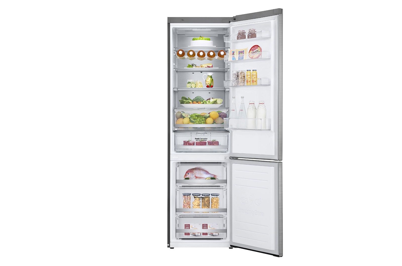 LG 2.03M 384L Kølefryseskab(Metal Sorbet) - Energiklasse C, DoorCooling™ og Smart Diagnosis™ med Wi-Fi, ELB92MBACP
