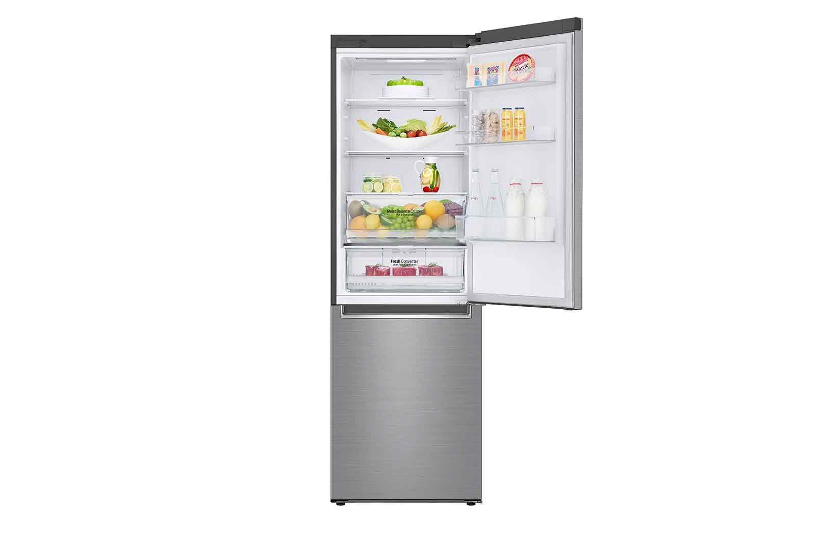 LG 1.86M 341L Kølefryseskab(Shiny Steel) - Energiklasse D, Door Cooling™ og Smart Diagnosis™ med Wi-Fi, GBB61PZFFN