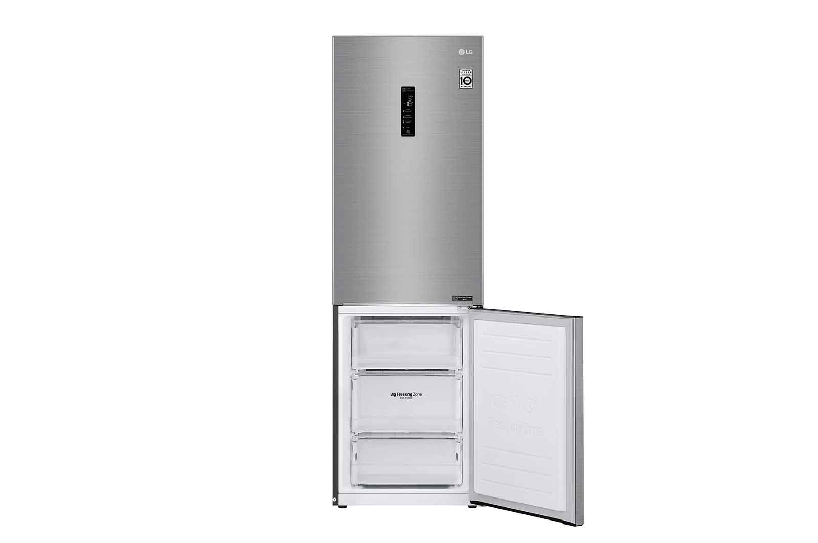 LG 1.86M 341L Kølefryseskab(Shiny Steel) - Energiklasse D, Door Cooling™ og Smart Diagnosis™ med Wi-Fi, GBB61PZFFN