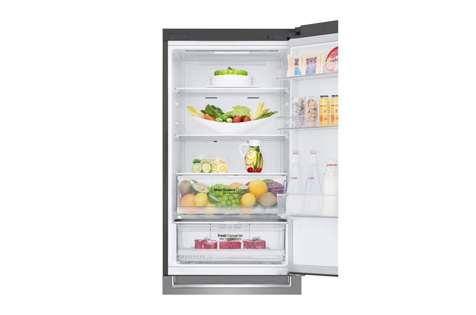 LG 1.86M 341L Kølefryseskab(Shiny Steel) - Energiklasse D, Door Cooling™ og Smart Diagnosis™ med Wi-Fi, GBB61PZFGN