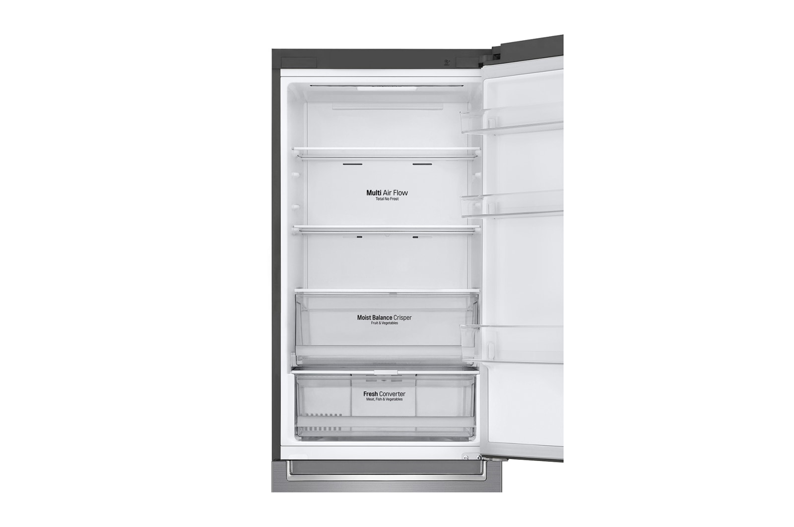 LG 1.86M 341L Kølefryseskab(Shiny Steel) - Energiklasse D, Door Cooling™ og Smart Diagnosis™ med Wi-Fi, GBB61PZFGN
