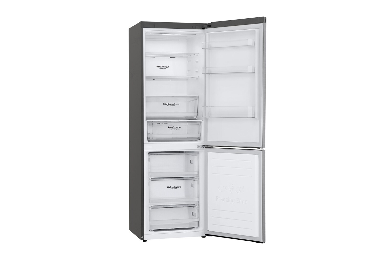 LG 1.86M 341L Kølefryseskab(Shiny Steel) - Energiklasse D, Door Cooling™ og Smart Diagnosis™ med Wi-Fi, GBB61PZFGN
