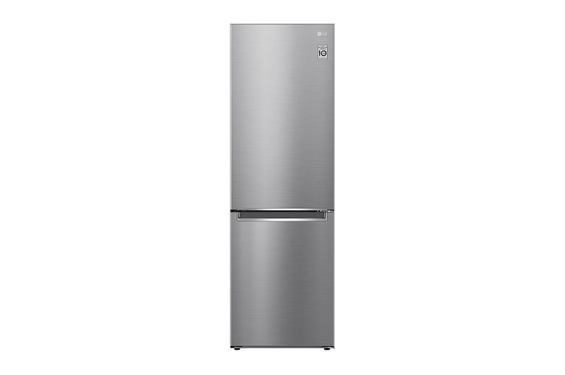 Visning forfra af 1.86M 341L Kølefryseskab(Shiny Steel) - Energiklasse D, Nature Fresh, Door Cooling+™ og Smart Diagnosis™ GBB61PZGGN