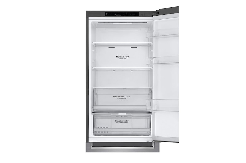 LG 1.86M 341L Kølefryseskab(Shiny Steel) - Energiklasse D, Nature Fresh, Door Cooling+™ og Smart Diagnosis™, GBB61PZGGN