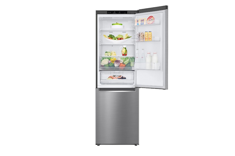 LG 1.86M 341L Kølefryseskab(Shiny Steel) - Energiklasse D, Nature Fresh, Door Cooling+™ og Smart Diagnosis™, GBB61PZGGN