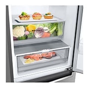 LG 1.86M 341L Kølefryseskab(Shiny Steel) - Energiklasse D, Nature Fresh, Door Cooling+™ og Smart Diagnosis™, GBB61PZGGN