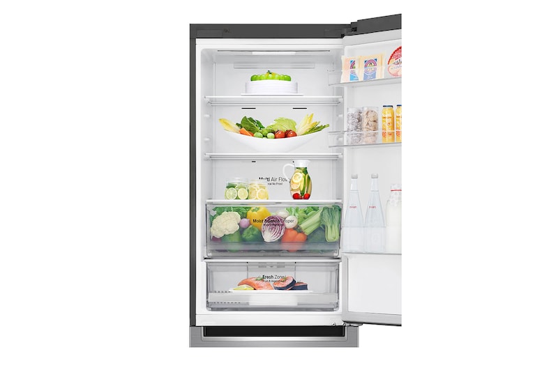 LG 1.86M 341L Kølefryseskab(Shiny Steel) - Energiklasse E, Door Cooling™ og Smart Diagnosis™ med Wi-Fi, GBB61PZHZN