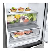 LG 1.86M 341L Kølefryseskab(Shiny Steel) - Energiklasse E, DoorCooling™, GBB61PZJMN