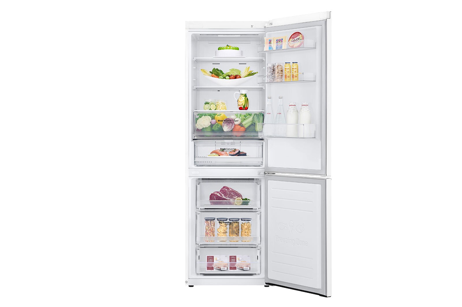 LG 1.86M 341L Kølefryseskab(Hvid) - Energiklasse D, Door Cooling™ og Smart Diagnosis™ med Wi-Fi, GBB61SWFGN
