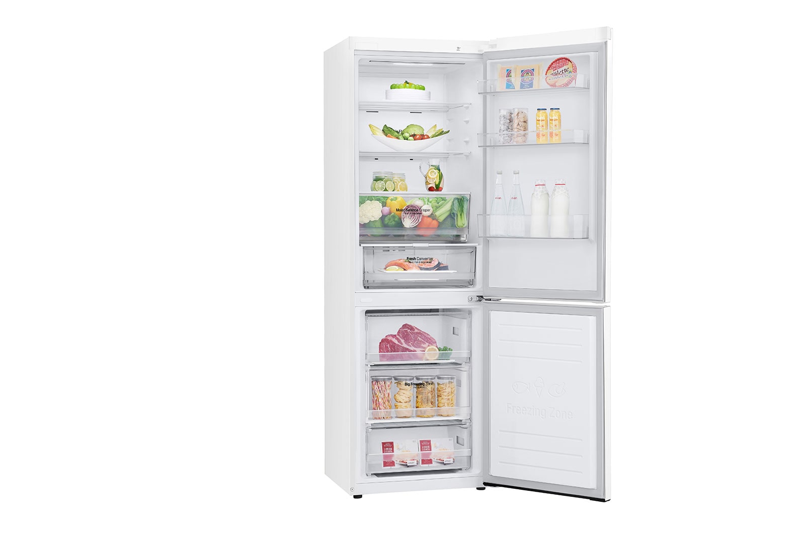 LG 1.86M 341L Kølefryseskab(Hvid) - Energiklasse D, Door Cooling™ og Smart Diagnosis™ med Wi-Fi, GBB61SWFGN