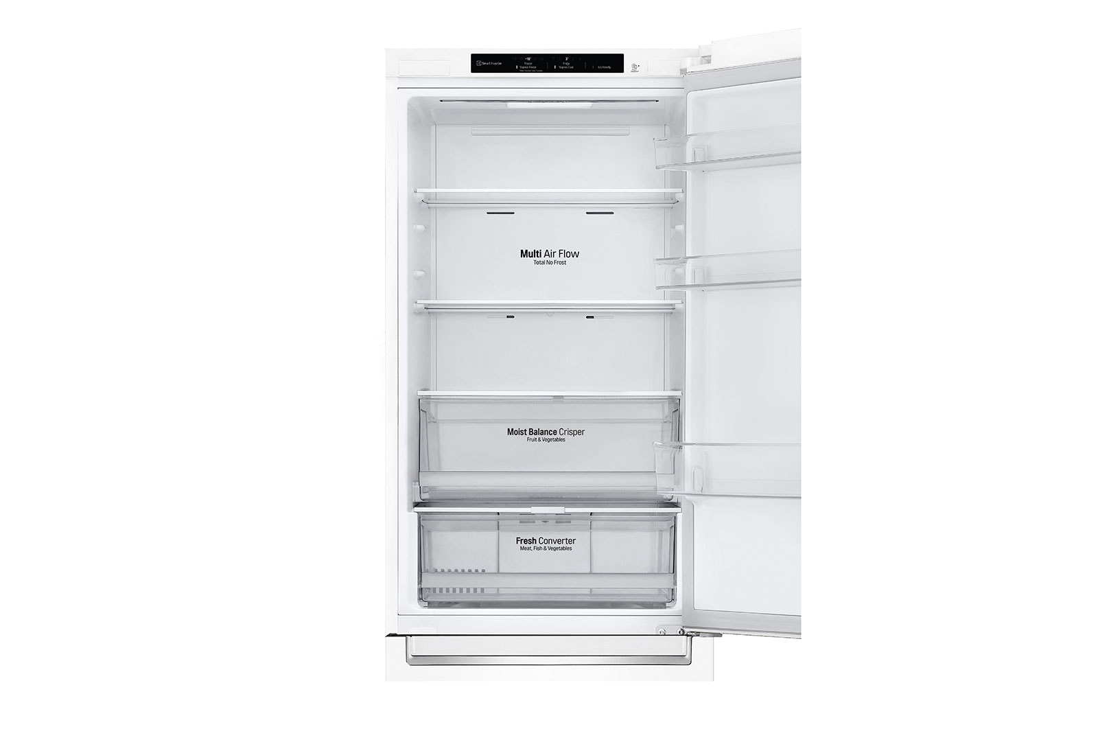 LG 1.86M 341L Kølefryseskab(Hvid) - Energiklasse D,  Nature Fresh, Door Cooling+™ og Smart Diagnosis™, GBB61SWGGN