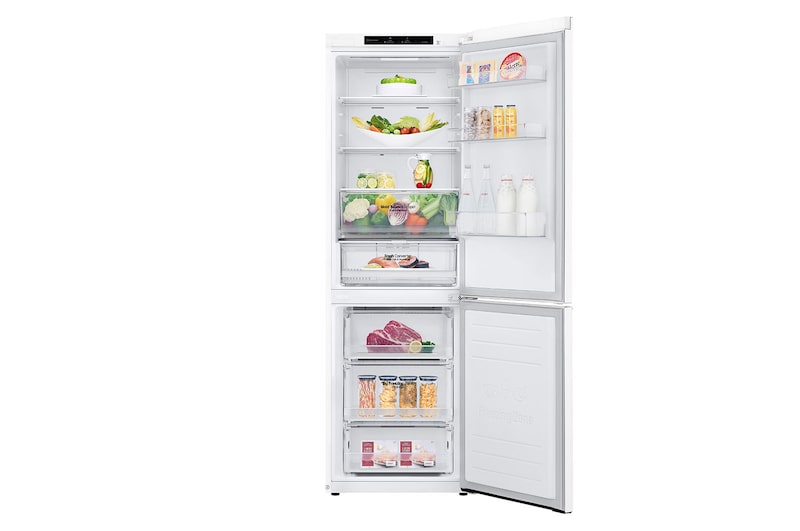 LG 1.86M 341L Kølefryseskab(Hvid) - Energiklasse D,  Nature Fresh, Door Cooling+™ og Smart Diagnosis™, GBB61SWGGN