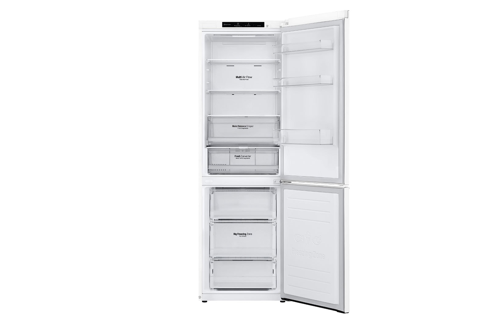 LG 1.86M 341L Kølefryseskab(Hvid) - Energiklasse D,  Nature Fresh, Door Cooling+™ og Smart Diagnosis™, GBB61SWGGN