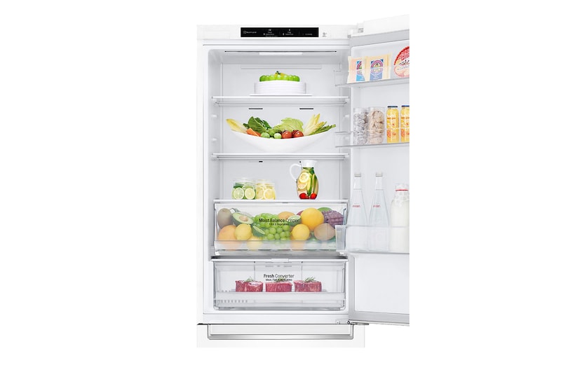 LG 1.86M 341L Kølefryseskab(Hvid) - Energiklasse D,  Nature Fresh, Door Cooling+™ og Smart Diagnosis™, GBB61SWGGN