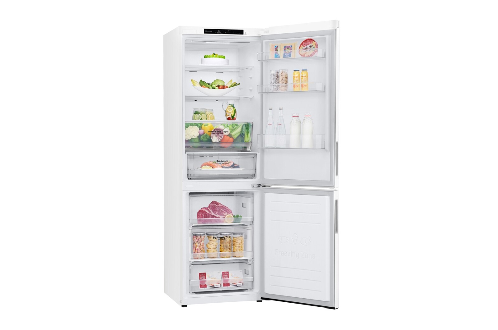 LG 1.86M 341L Kølefryseskab(Hvid - Energiklasse E, DoorCooling™, GBB61SWJEC