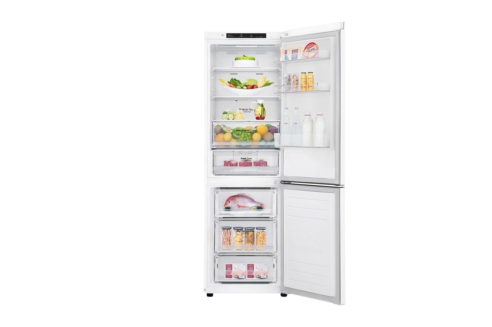 LG 1.86M 341L Kølefryseskab(Hvid) - Energiklasse E, Door Cooling™, GBB61SWJZN