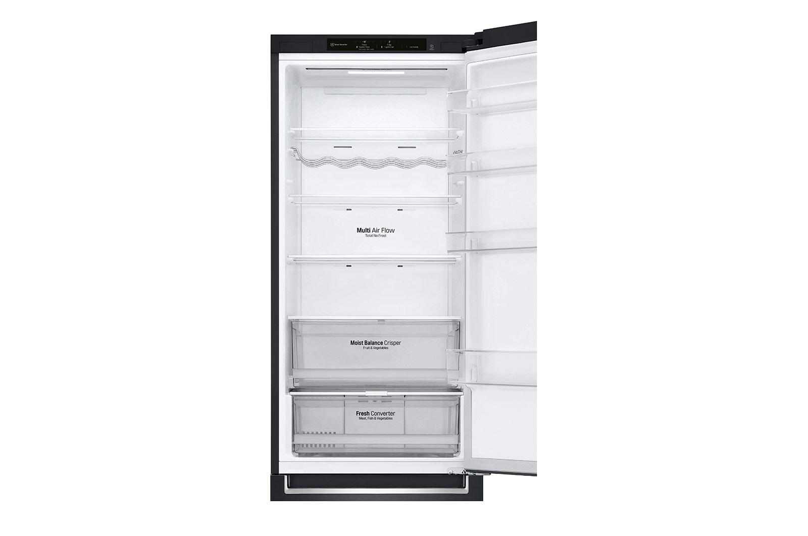 LG 2.03M 384L Kølefryseskab(Matte Black Stainless Steel) - Energiklasse D, Nature Fresh, Door Cooling+™ og Smart Diagnosis™, GBB62MCGGN
