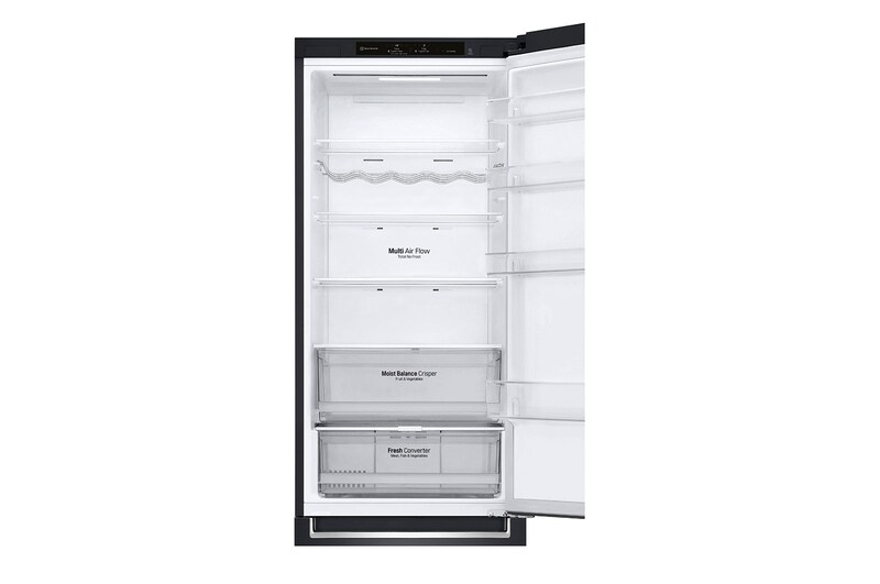 LG 2.03M 384L Kølefryseskab(Matte Black Stainless Steel) - Energiklasse D, Nature Fresh, Door Cooling+™ og Smart Diagnosis™, GBB62MCGGN