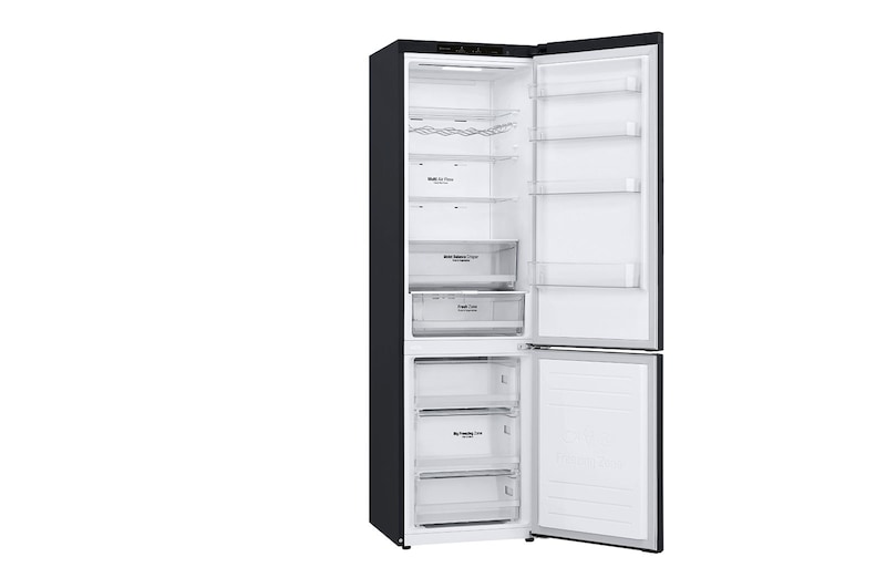 LG 2.03M 384L Kølefryseskab(Matte Black Stainless Steel) - Energiklasse D, Nature Fresh, Door Cooling+™ og Smart Diagnosis™, GBB62MCGGN